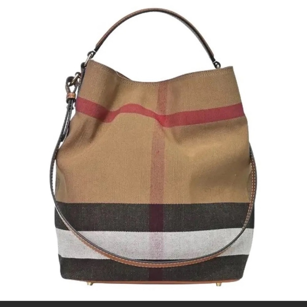 Authentic Burberry Check Canvas Bucket Bag